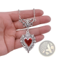 Vintage Silver Filigree Heart Pendant with Red Enamel Center