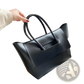 Vintage Structured Leather Tote Bag with Top Handles
