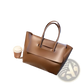 Vintage Structured Leather Tote Bag with Top Handles