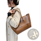 Vintage Structured Leather Tote Bag with Top Handles