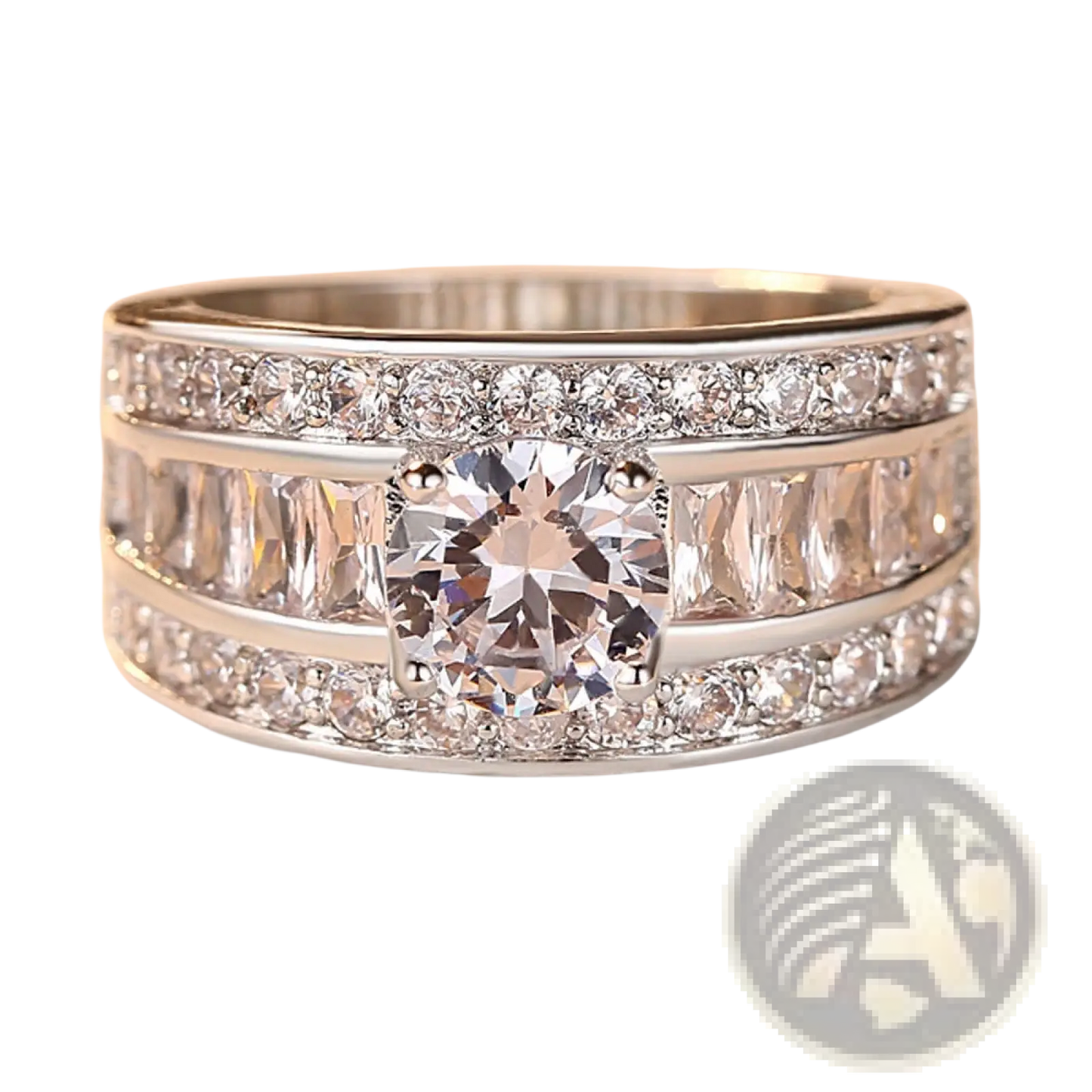 Vintage Zircon Heart Arrow Adjustable Silver Ring