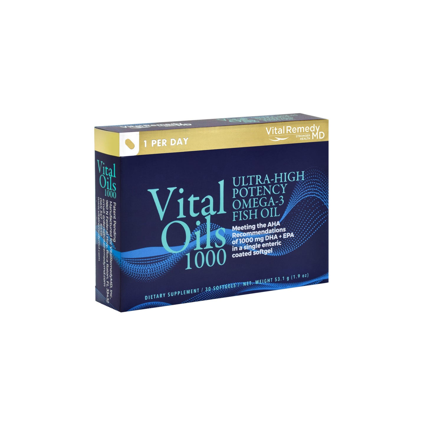 Vital Remedy MD VitalOils1000 Omega-3 Supplement DHA & EPA - 30 capsules