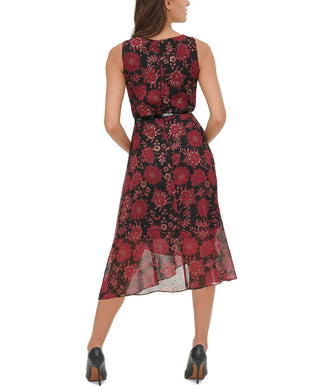 Tommy Hilfiger Women's Floral Chiffon Midi Dress Red Size 4