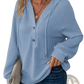 Waffle Knit v Neck Button Front Hoodie