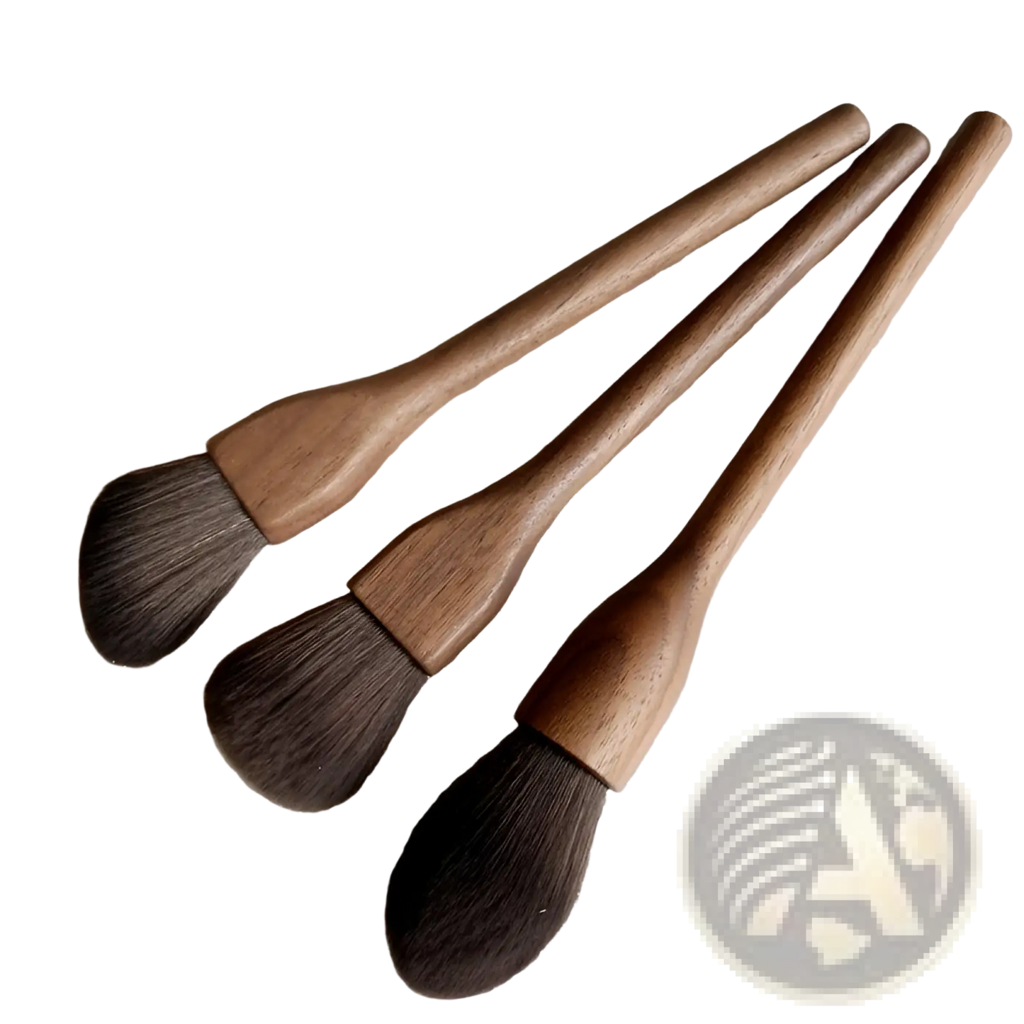 Walnut Wood Makeup Brush Set with Soft Fiber Bristles
