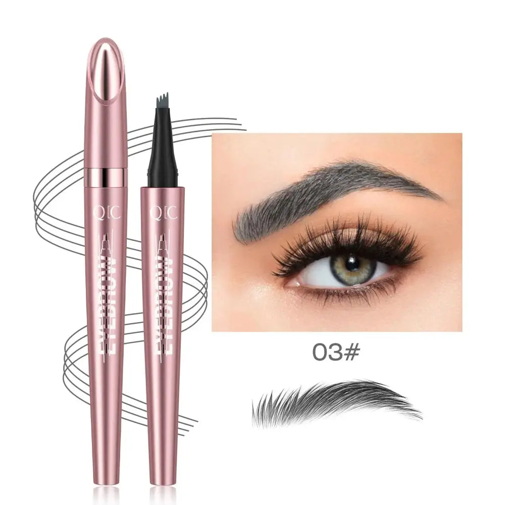 Waterproof 4-fork Liquid Eyebrow Pencil for Natural Definition