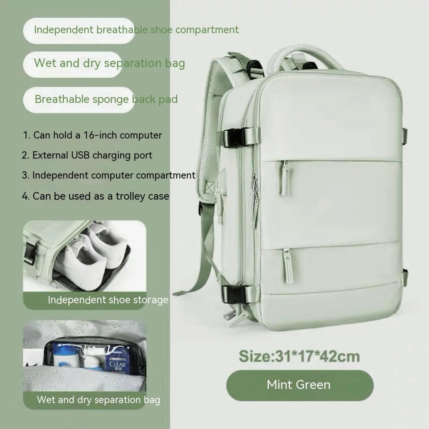 Waterproof Laptop Travel Backpack with Compartments