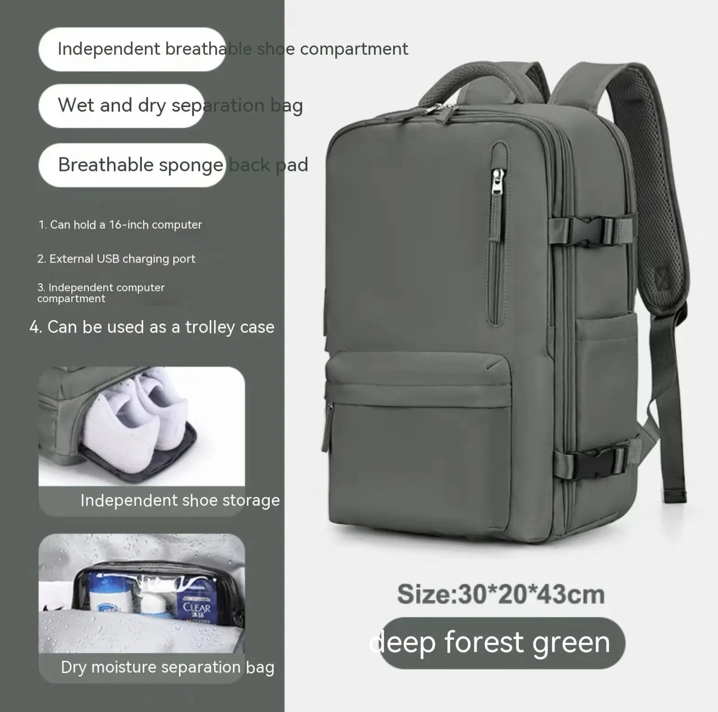 Waterproof Laptop Travel Backpack with Compartments