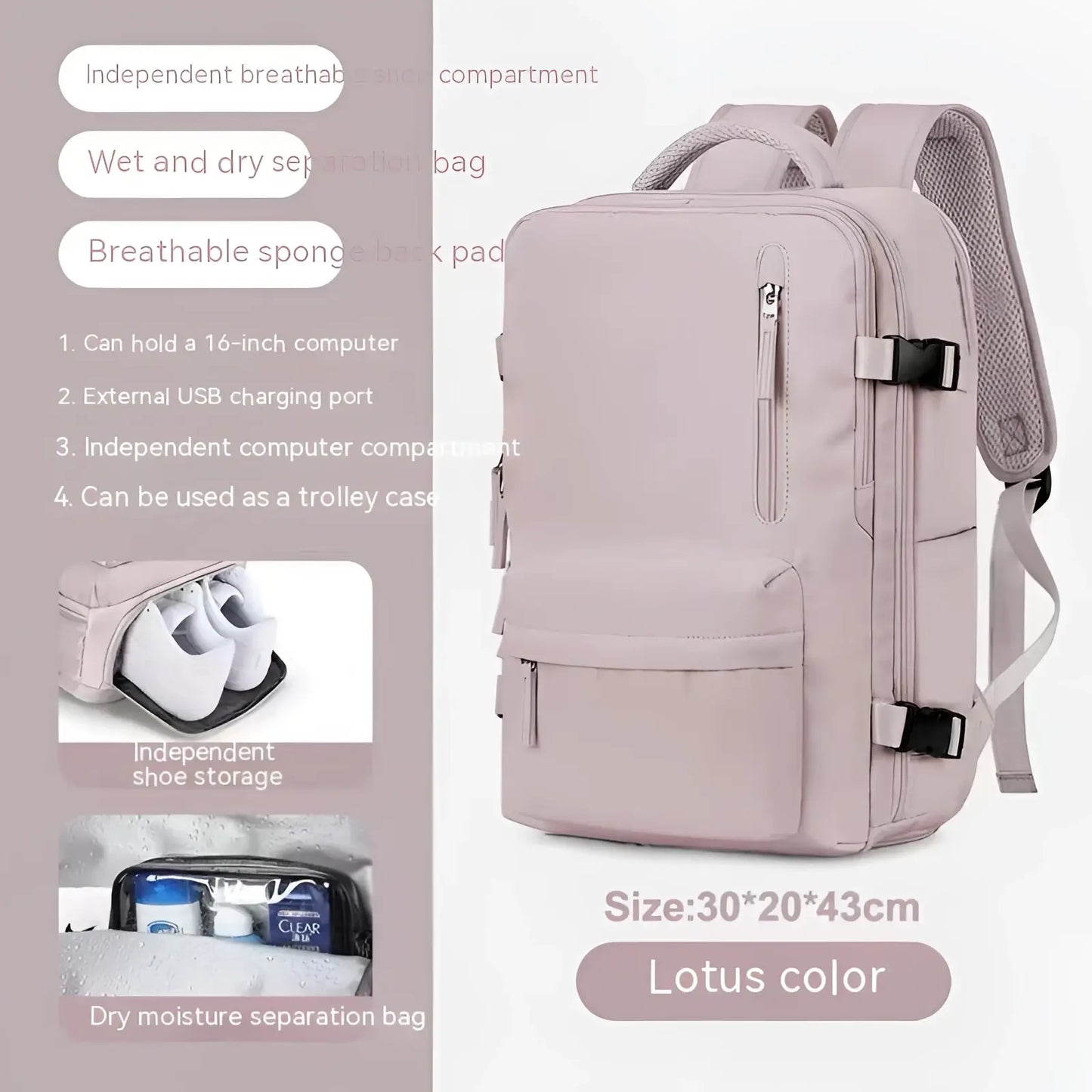 Waterproof Laptop Travel Backpack with Compartments