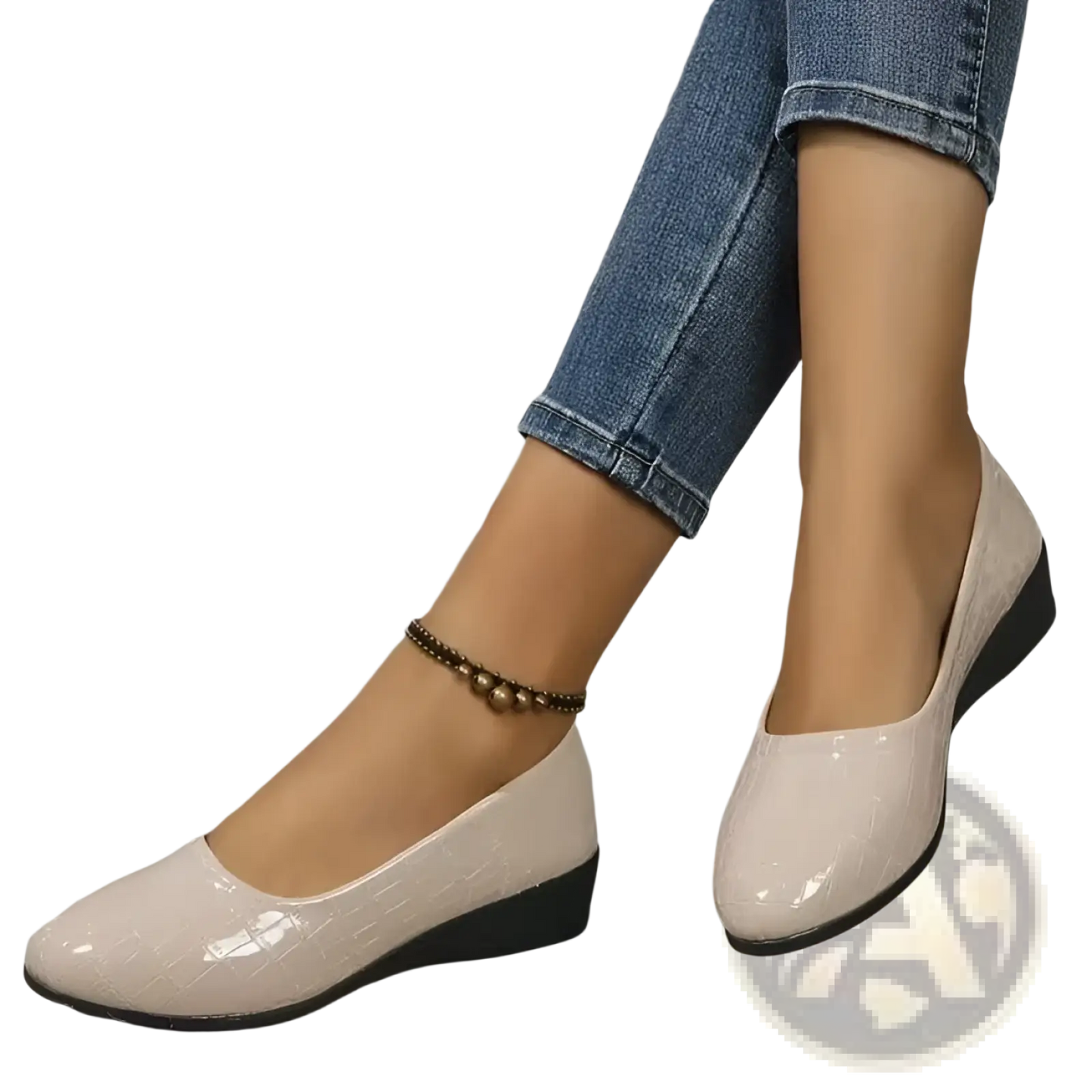 Wedge Flats Crocodile Embossed Patent Leather Shoes