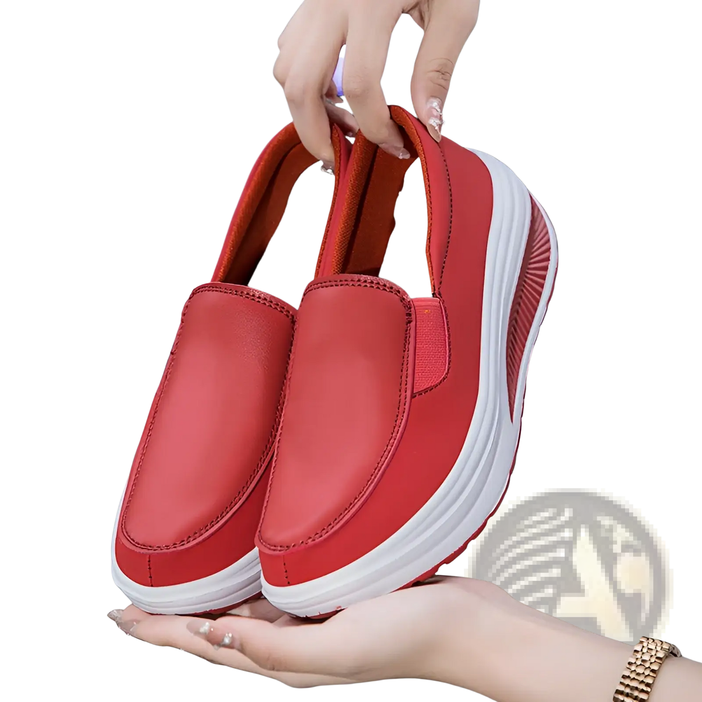 Wedge Heel Platform Slip on Leather Shoes