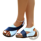 Wedge Sandals Colorblock Platform Cross Strap Shoes