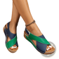 Wedge Sandals Colorblock Platform Cross Strap Shoes