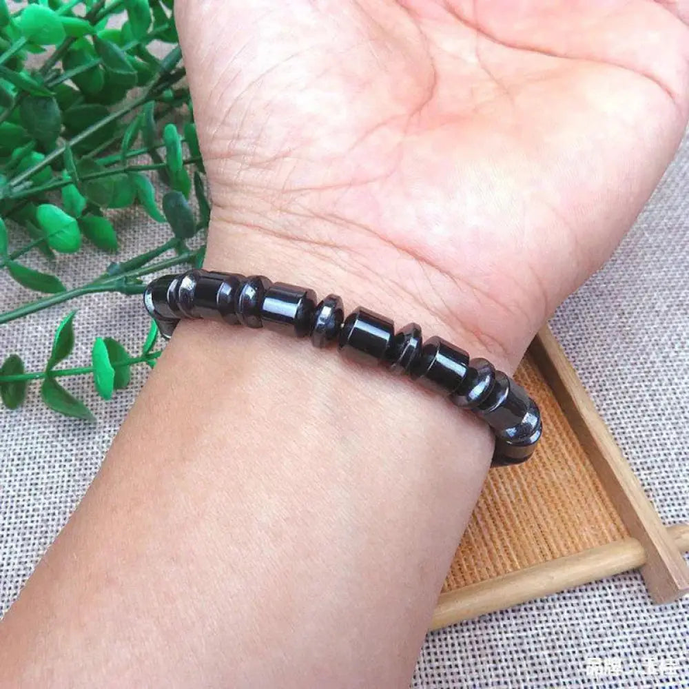 Pentagram Stone Magnetic Hematite Therapy Bracelet