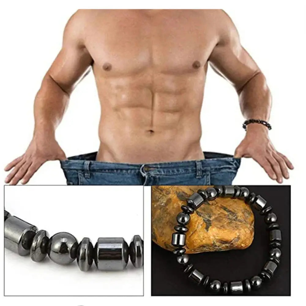 Pentagram Stone Magnetic Hematite Therapy Bracelet