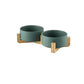 Minimalist Matte Ceramic Bowl Set with Wooden Stands