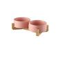 Minimalist Matte Ceramic Bowl Set with Wooden Stands