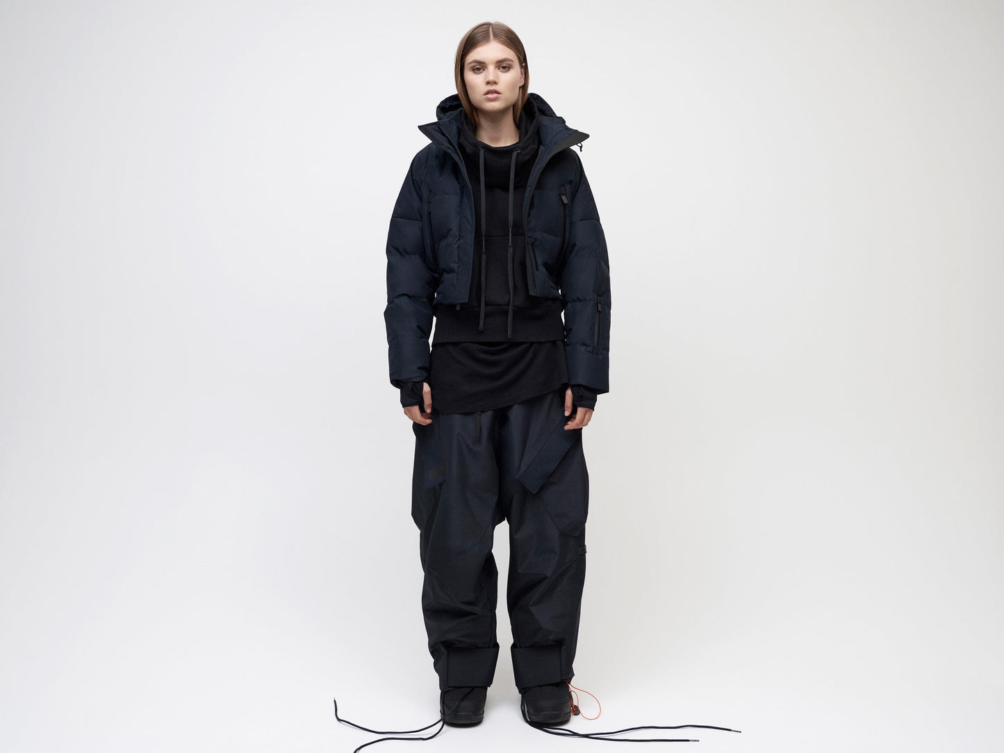 Cropped Down Jacket - Black