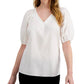 Alfani Women's Smocked-Shoulder Top White Size Extra Large
