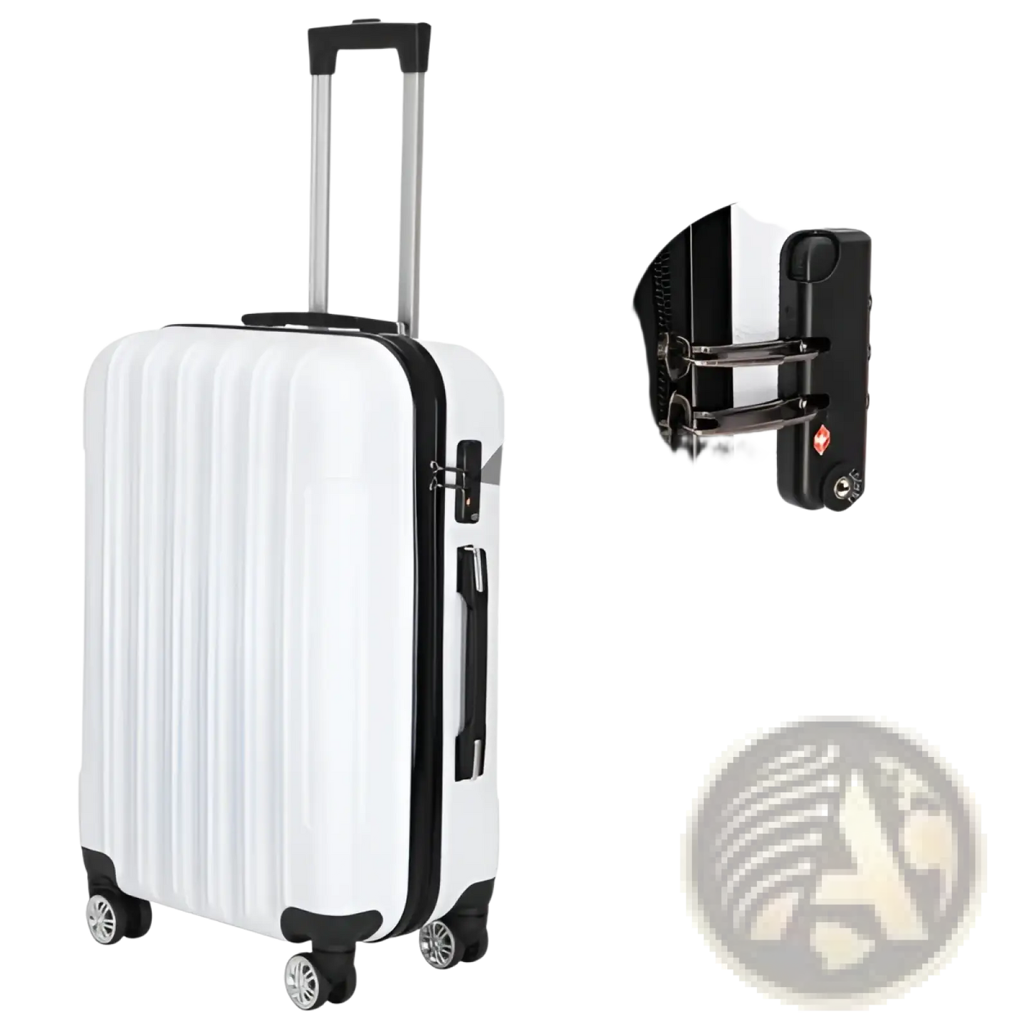 White 3 Piece Hard Shell Spinner Suitcase Set
