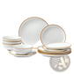 White Ceramic Dinnerware Set Gold Rim 12 Piece
