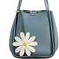White Daisy Leather Bag Charm Keychain Pendant