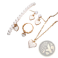 White Heart and Pearl Gold Jewelry Four Piece Set