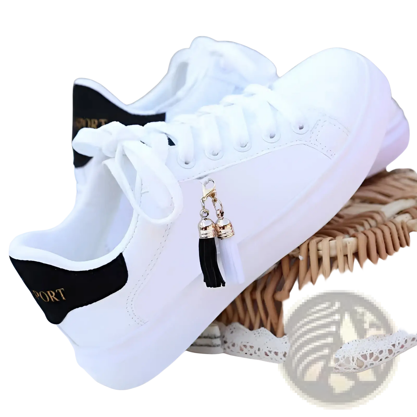 White Leather Tassel Sneakers Breathable Sports Shoes