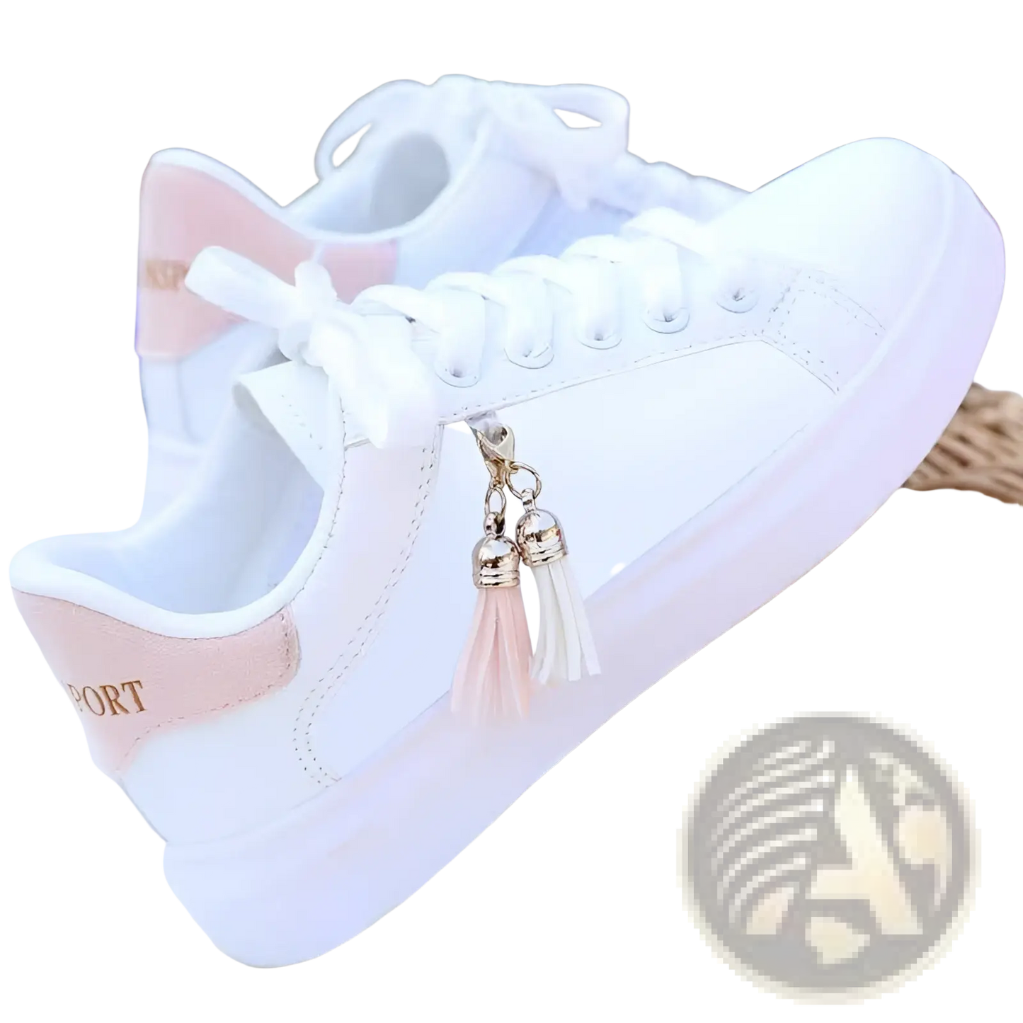 White Leather Tassel Sneakers Breathable Sports Shoes