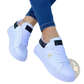 White Platform Sneakers with Bee and Glitter Accents