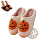 White Plush Jack-o-lantern Embroidered Halloween Slippers