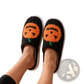 White Plush Jack-o-lantern Embroidered Halloween Slippers