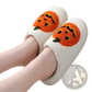White Plush Jack-o-lantern Embroidered Halloween Slippers
