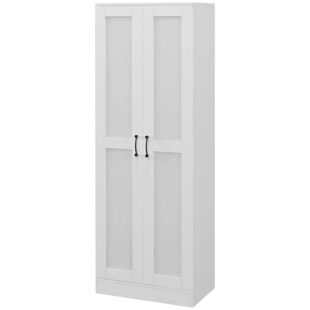 Modern Tall White Kitchen Pantry Cabinet with Adjustable Shelves