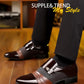 Men's Wine Red Patchwork Leather Buckle Dress Shoes