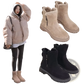 Winter Boots Women's Beige Suede Shearling Shoes