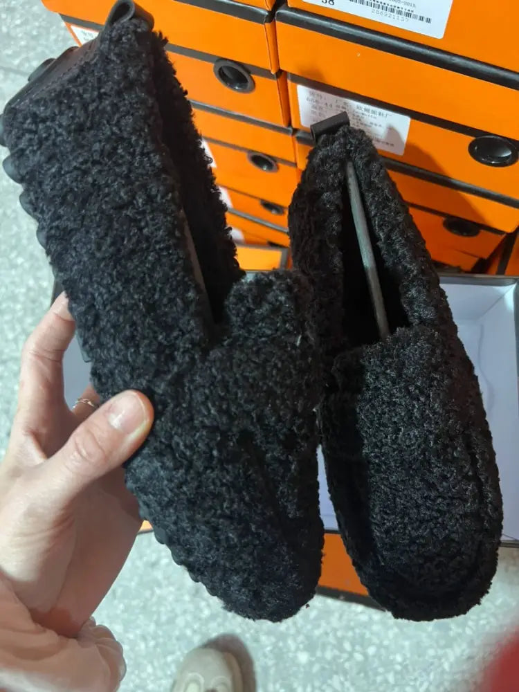Plush Faux Shearling Winter Loafers with Chunky Sole