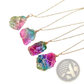 Wire Wrapped Rainbow Quartz Crystal Pendant Necklace