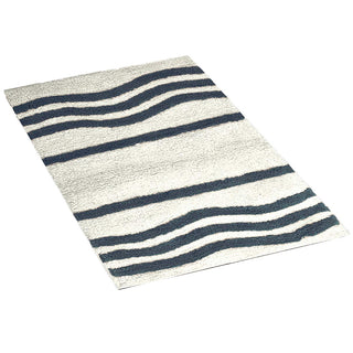 Mainstays Striped Bath Rug Super Soft Cotton Machine Washable 20" x 30" - Navy