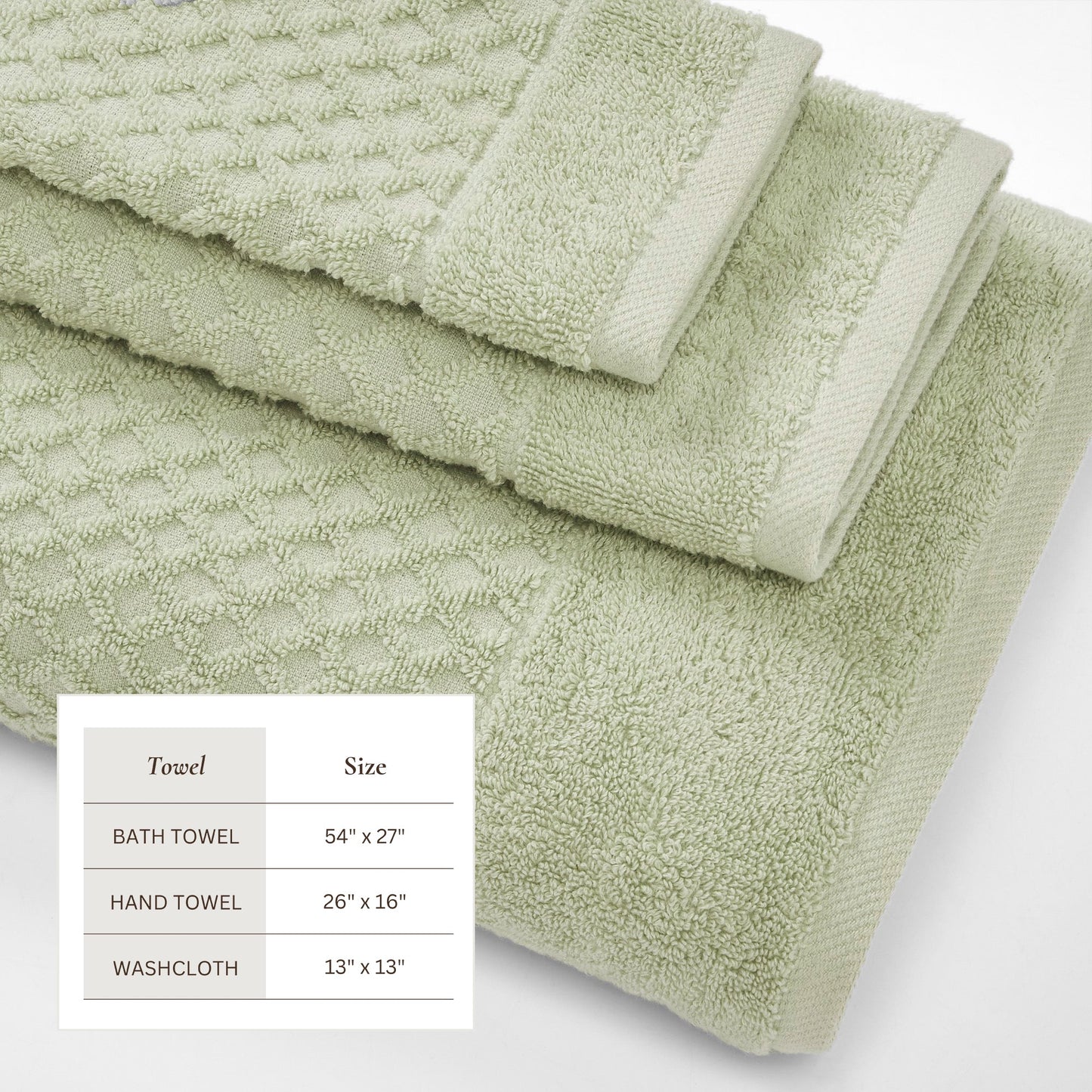 Cotton Diamond Waffle Weave Bath Towel Set - Grayson Collection