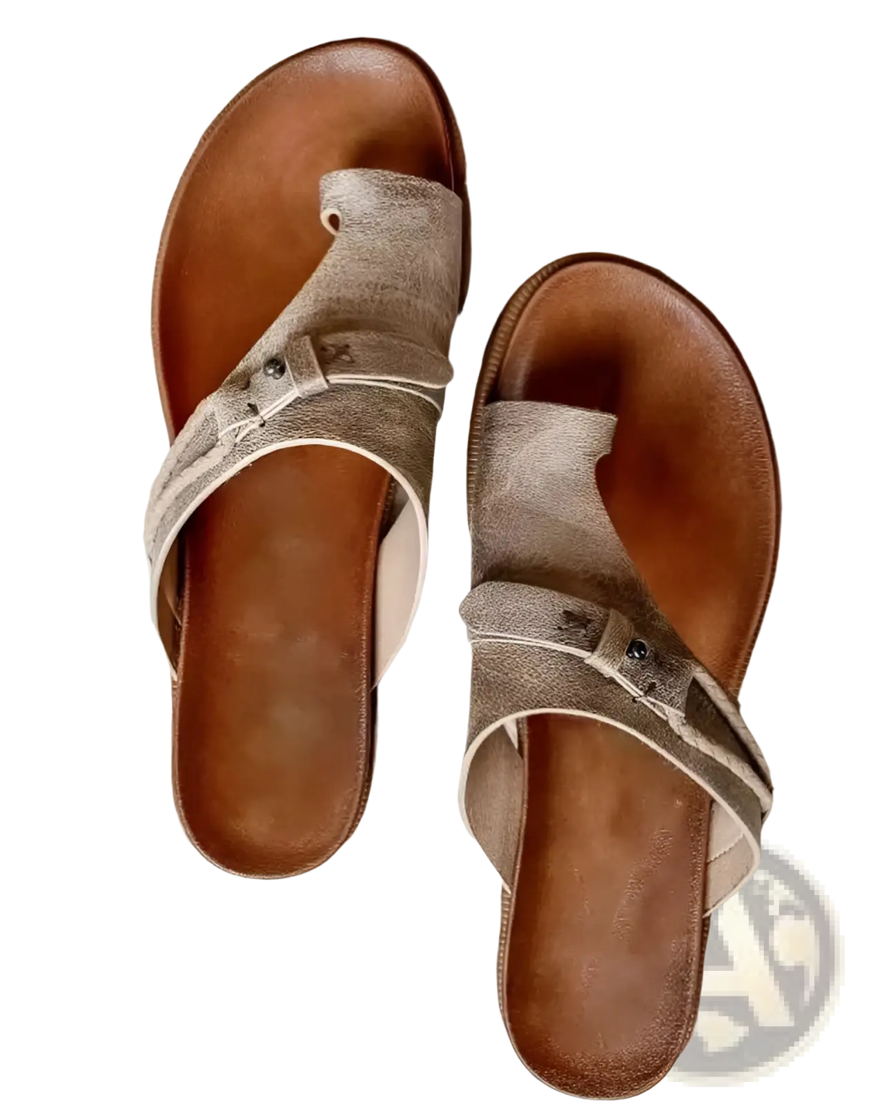 Women Leather Thong Sandals Casual Flat Platform Slides