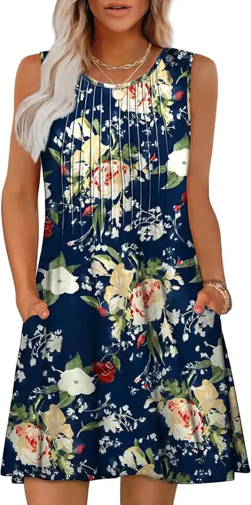 Women's Loose Geometric and Tropical Summer Beach Dress