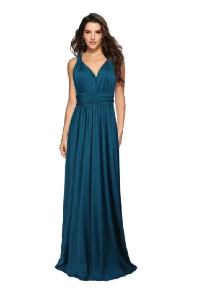 Multiway Satin Halter Neck Maxi Party Dress