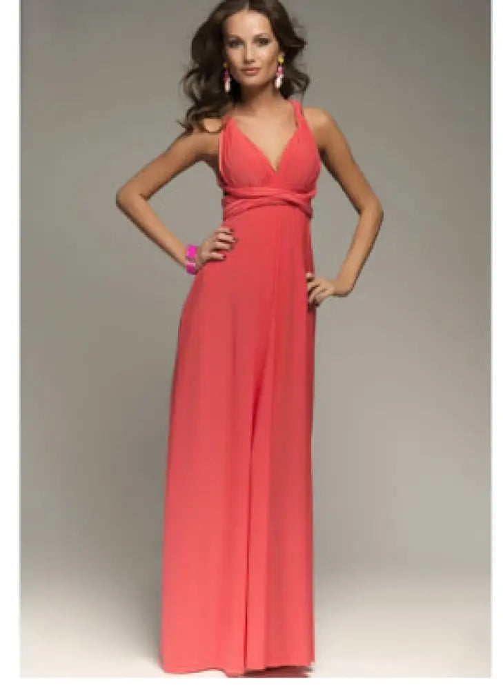 Multiway Satin Halter Neck Maxi Party Dress