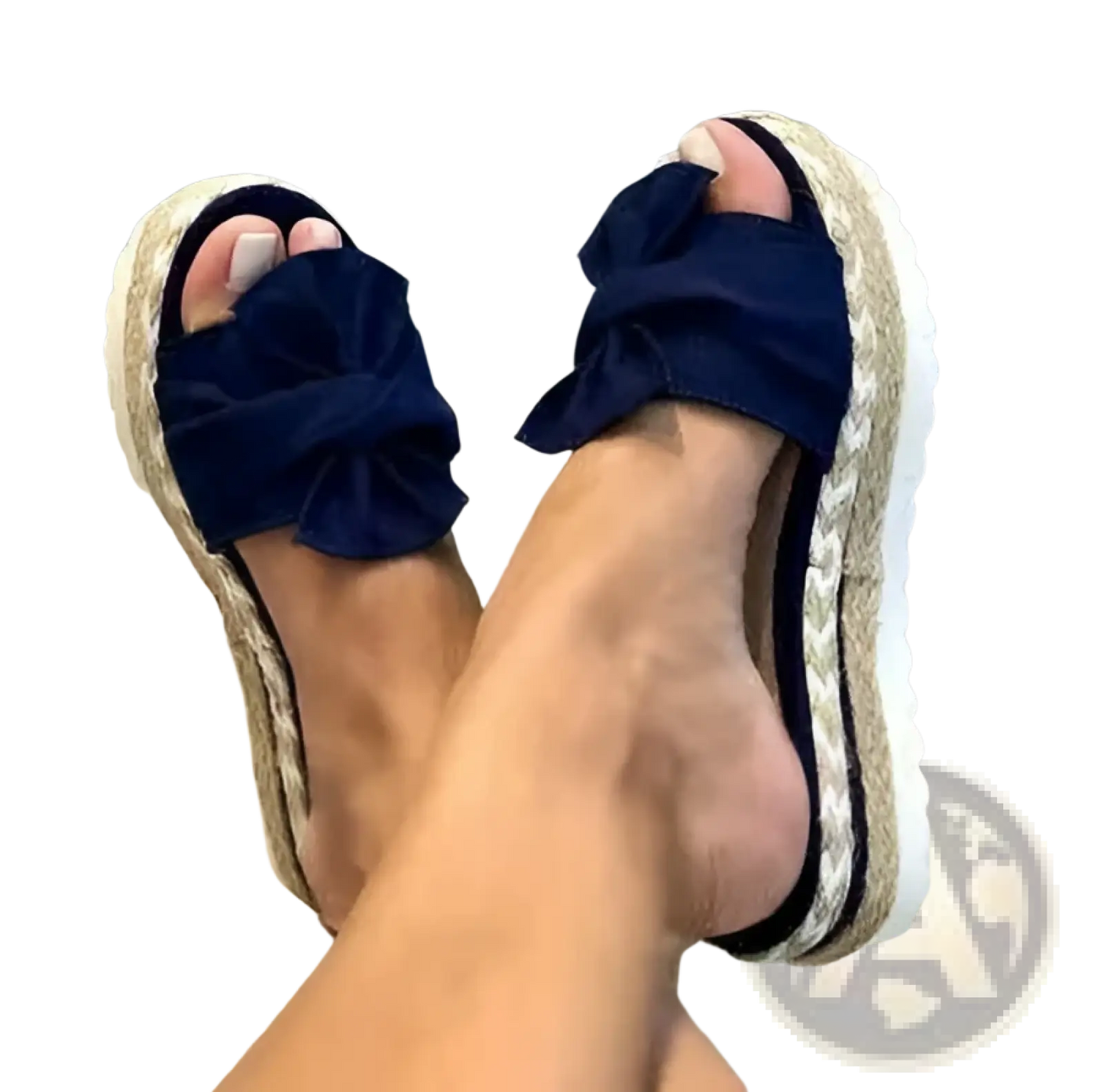 Women Platform Bow Espadrille Slide Sandals