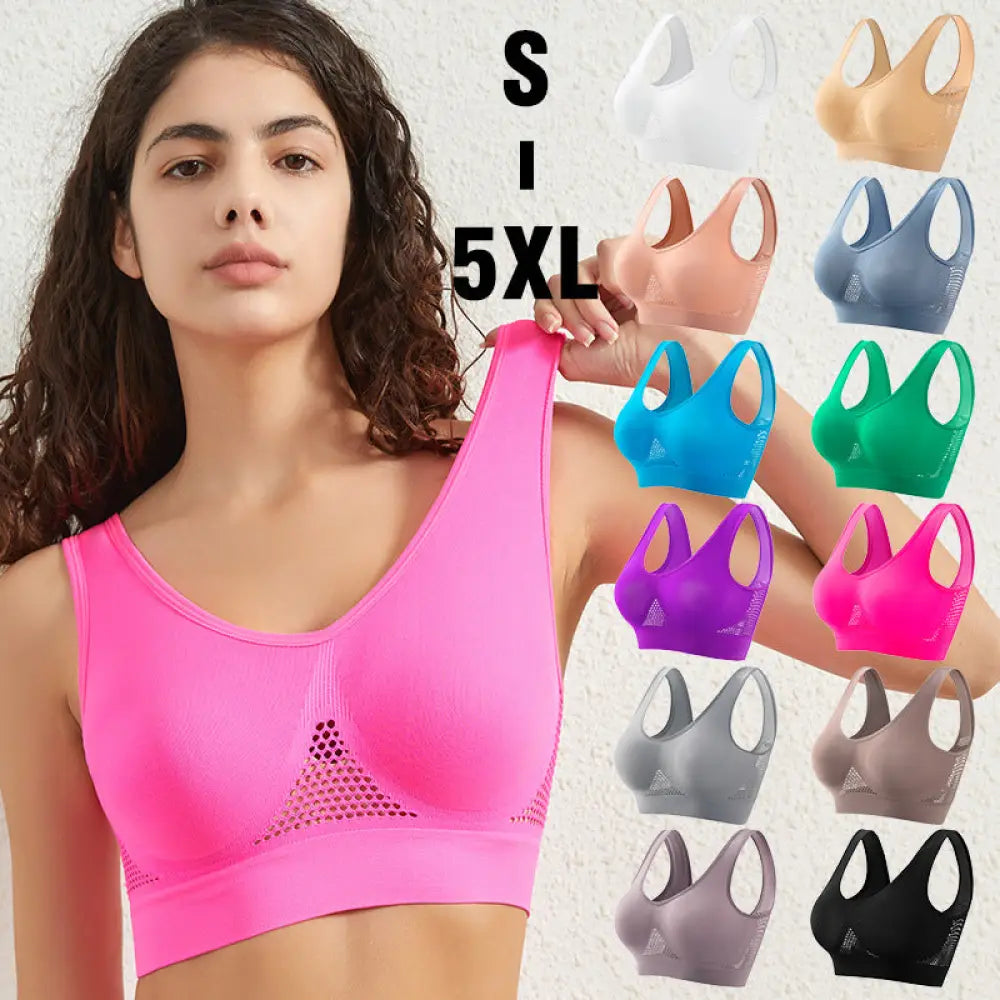 Seamless Plus Size Moisture Wicking Mesh Sports Bra