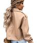 Women's Relaxed Beige Faux Leather Jacket with Pockets