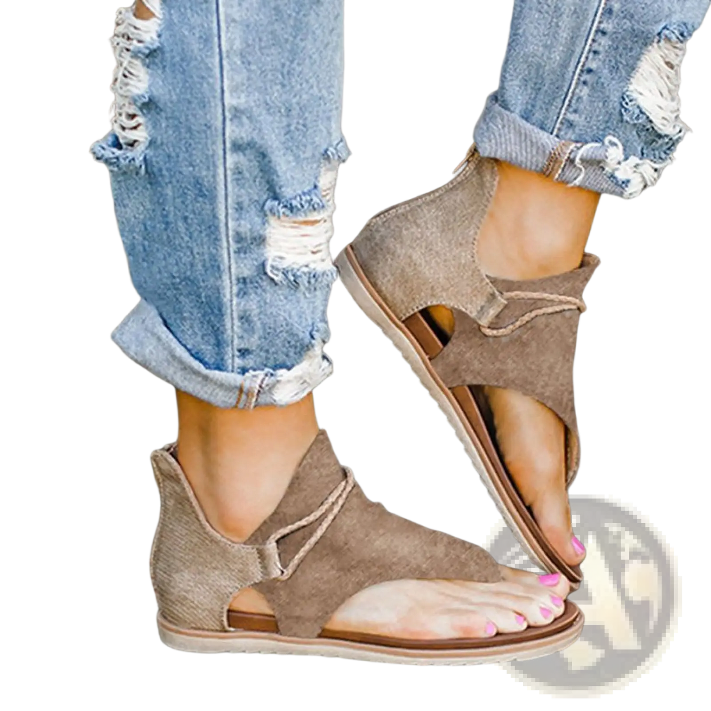 Women Sandals Animal Print Flat Thong Strappy Shoes
