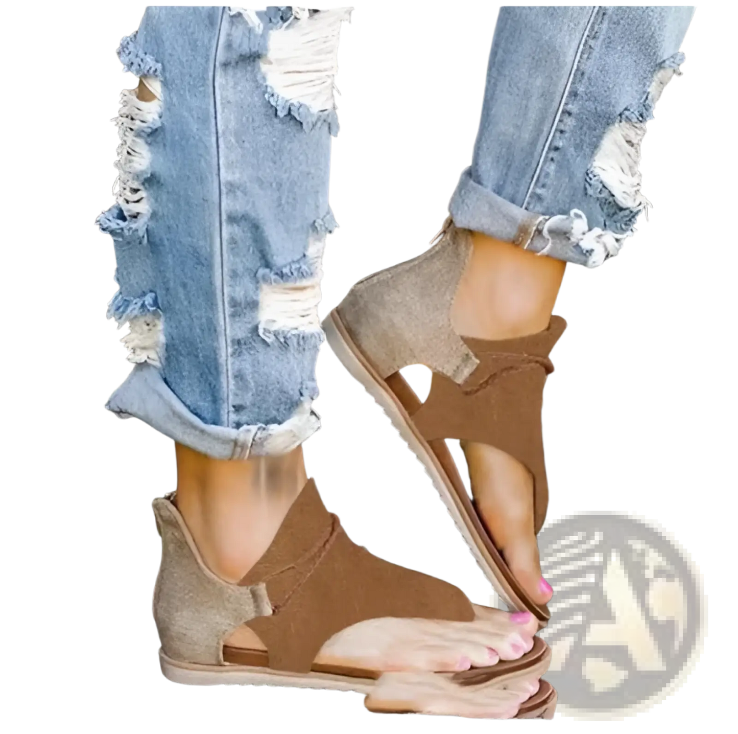 Women Sandals Animal Print Flat Thong Strappy Shoes