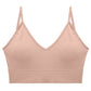 Seamless v Neck Ribbed Tube Top Bra with Adjustable Straps